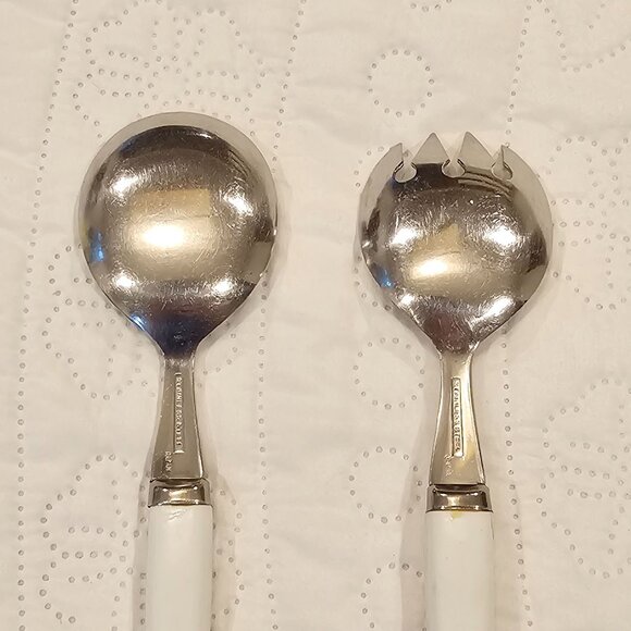 Vintage Salad Serving Set With Floral Design Handles Stainless Steel - Picture 7 of 15